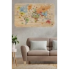 Ahşap Görünümlü Türkçe Eğitici Detaylı Atlası Dünya Haritası Duvar Sticker -60x105-3868