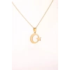 Altın Renk Ay Yıldız Çelik Kolye Kararmaz Paslanmaz Çelik Anlamlı ve Şık (Unisex)