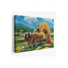 At Arabasına Saman Yükleyen Köylüler Duvar Tablosu-6531