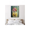 Çiçek Başlı Kadın Portresi Yağlıboya Görünüm Dekoratif Duvar Tablosu-6394