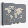 Çocuk Odası İçin Dekoratif Dünya Haritası Kanvas Duvar Tablosu-3698