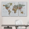 Detaylı Dünya Haritası Dekoratif Renkli Zeminli Kanvas Tablo 1702