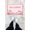 Dijital Baskı Pembe Gül Desen Kapı Önü Paspası K-1011