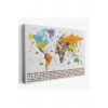 Dünya Haritası Ayrıntılı Eğitici  Sembollü Bayraklı Dekoratif Kanvas Tablo 2833