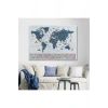 Dünya Haritası Ayrıntılı Eğitici  Sembollü Bayraklı Dekoratif Kanvas Tablo 2841