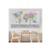 Dünya Haritası Ayrıntılı Eğitici  Sembollü Bayraklı Dekoratif Kanvas Tablo 2845