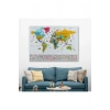 Dünya Haritası Ayrıntılı Eğitici  Sembollü Bayraklı Dekoratif Kanvas Tablo 2867