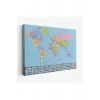 Dünya Haritası  Bayraklı Dekoratif Kanvas Tablo 1094