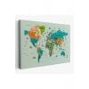 Dünya Haritası Çok Detaylı Ünlü Yerler Sembollü Kanvas Tablo 1750
