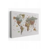 Dünya Haritası Çok Detaylı Ünlü Yerler Sembollü Kanvas Tablo 1774