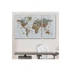 Dünya Haritası Çok Detaylı Ünlü Yerler Sembollü Kanvas Tablo 1774