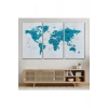 Dünya Haritası Dekoratif Kanvas Tablo Ülke ve Başkentli  1503