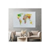 Dünya Haritası Dekoratif Kanvas Tablo Ülke ve Başkentli 1513