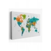 Dünya Haritası Dekoratif Kanvas Tablo Ülke ve Başkentli 1531