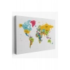 Dünya Haritası Dekoratif Kanvas Tablo Ülke ve Başkentli 1543