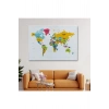 Dünya Haritası Dekoratif Kanvas Tablo Ülke ve Başkentli 1543