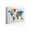 Dünya Haritası Dekoratif Kanvas Tablo Ülke ve Başkentli 1557
