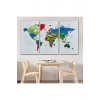 Dünya Haritası Dekoratif Kanvas Tablo Ülke ve Başkentli 1557