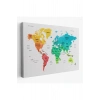 Dünya Haritası Dekoratif Kanvas Tablo Ülke ve Başkentli 1563