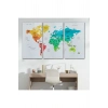 Dünya Haritası Dekoratif Kanvas Tablo Ülke ve Başkentli 1563