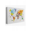 Dünya Haritası Dekoratif Kanvas Tablo Ülke ve Başkentli Öğretici ve Sembollü 2281