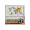 Dünya Haritası Dekoratif Kanvas Tablo Ülke ve Başkentli Öğretici ve Sembollü 2281