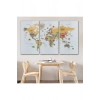 Dünya Haritası Dekoratif Kanvas Tablo Ülke ve Başkentli Öğretici ve Sembollü 2303