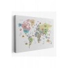 Dünya Haritası Dekoratif Kanvas Tablo Ülke ve Başkentli Öğretici ve Sembollü 2307
