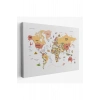 Dünya Haritası Dekoratif Kanvas Tablo Ülke ve Başkentli Öğretici ve Sembollü 2309