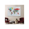 Dünya Haritası Dekoratif Kanvas Tablo Ülke ve Başkentli Öğretici ve Sembollü 2315