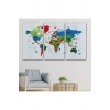 Dünya Haritası Dekoratif Kanvas Tablo Ülke ve Başkentli Öğretici ve Sembollü 2331