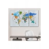 Dünya Haritası Dekoratif Kanvas Tablo Ülke ve Başkentli Öğretici ve Sembollü 2335