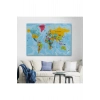Dünya Haritası Kanvas Tablo Çok Ayrıntılı Dekoratif ve Okyanuslu 2171