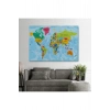 Dünya Haritası Kanvas Tablo Çok Ayrıntılı Dekoratif ve Okyanuslu 2173