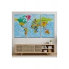 Dünya Haritası Kanvas Tablo Çok Ayrıntılı Dekoratif ve Okyanuslu 2173