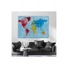 Dünya Haritası Kanvas Tablo Çok Ayrıntılı Dekoratif ve Okyanuslu 2181