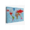 Dünya Haritası Kanvas Tablo Çok Ayrıntılı Dekoratif ve Okyanuslu 2187