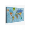 Dünya Haritası Kanvas Tablo Çok Ayrıntılı Dekoratif ve Okyanuslu 2189