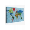 Dünya Haritası Kanvas Tablo Çok Ayrıntılı Dekoratif ve Okyanuslu2037