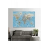 Dünya Haritası Kanvas Tablo Son Derece Detaylı Dekoratif Okyanuslu-2007