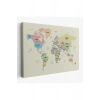 Dünya Haritası Kanvas Tablo  Ülke Başkent Detaylı ve Dekoratif 2603
