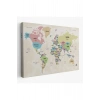 Dünya Haritası Kanvas Tablo  Ülke Başkentli ve Okyanus Detaylı Tablo 2749