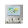Dünya Haritası Meridyenli  Dekoratif Kanvas Tablo 1065