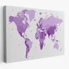 Dünya Haritası Mor Renkli Dekoratif Kanvas Tablo 1044
