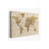 Dünya Haritası Son Derece Ayrıntılı Eğitici Okyanuslu Dekoratif Kanvas Tablo 2545