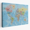 Dünya Haritası Türkçe Kanvas Tablo Ayrıntılı Dekoratif-Okyanuslu 2160