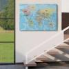 Dünya Haritası Türkçe Kanvas Tablo Ayrıntılı Dekoratif-Okyanuslu 2160
