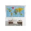 Dünya Haritası Türkçe Kanvas Tablo Ayrıntılı Dekoratif-Okyanuslu 2170