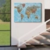 Dünya Haritası Türkçe Kanvas Tablo Ayrıntılı Dekoratif-Okyanuslu 2182