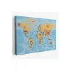 Dünya Haritası Ülke Başkentli Okyanuslu ve Dekoratif Kanvas Tablo 2229